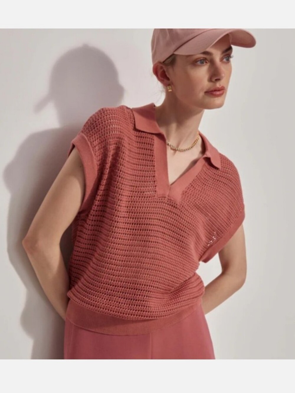 VARLEY OTTO KNIT VEST IN CANYON ROSE